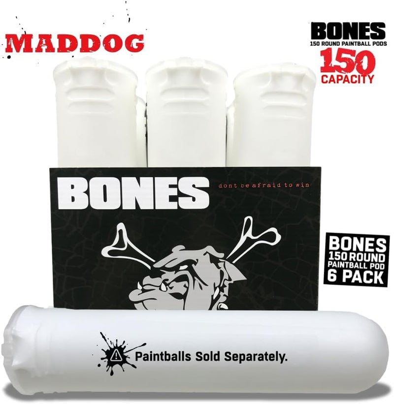 MAddog 150 Round Bones Paintball Pods | Durable Quick Reload Tubes for Tournament and Recreational Speedball Woodsball | 6 Pack - Image 4